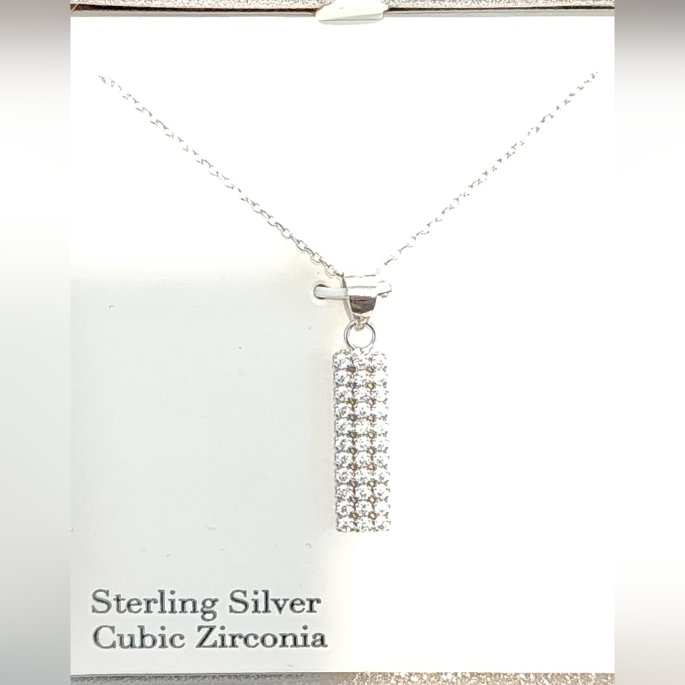 Charming Charlie's Cubic Zirconia Sterling Silver Drop Necklace